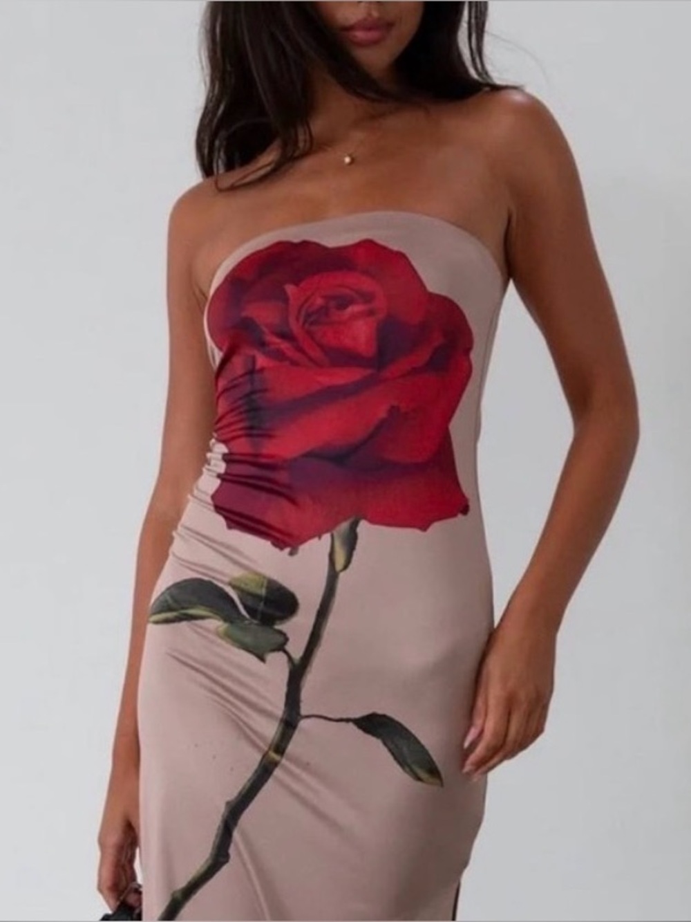 Strapless dress- Emory park tube dress rose motif